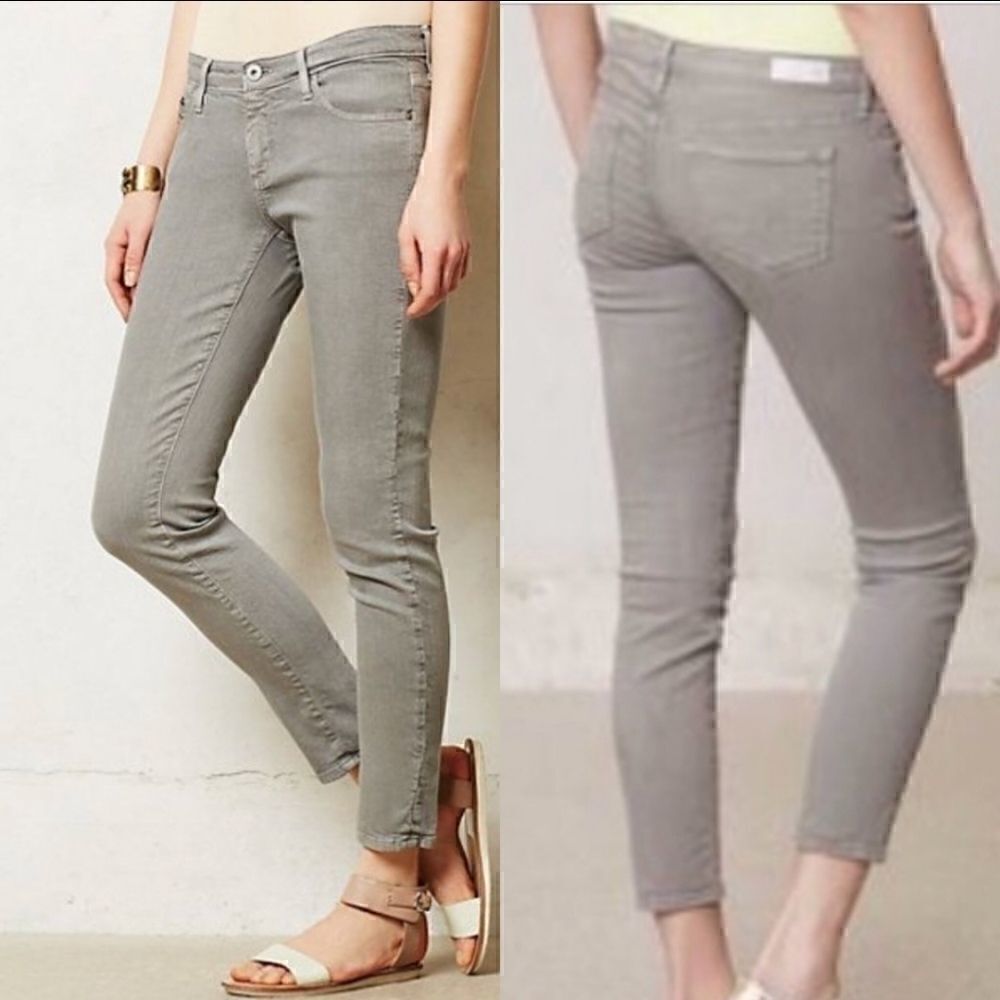 AG The Stevie High-Rise Skinny Ankle Jeans gray 27